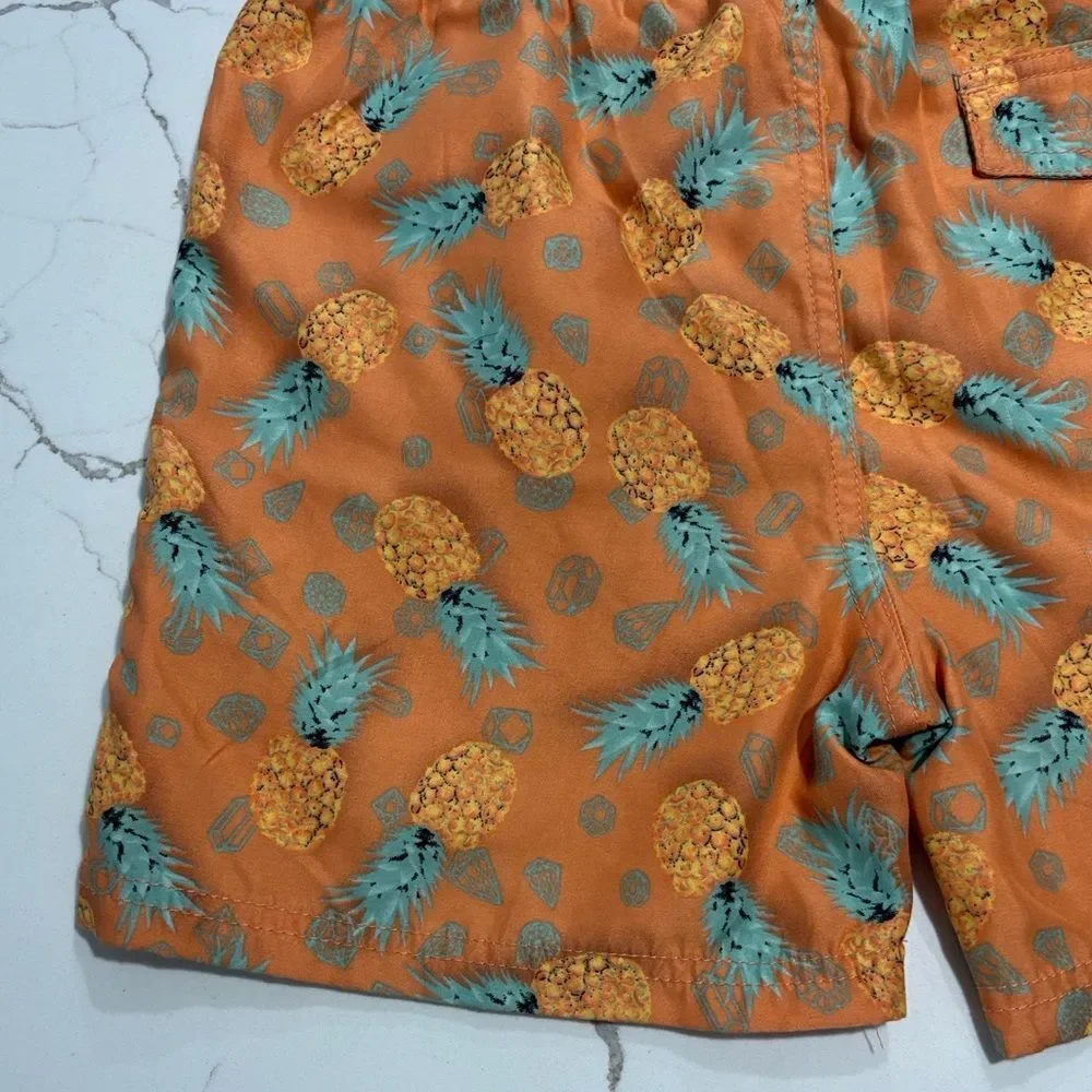 Island Haze Big Boys ORANGE PINEAPPLE SWIM TRUNKS Board Shorts Size 14